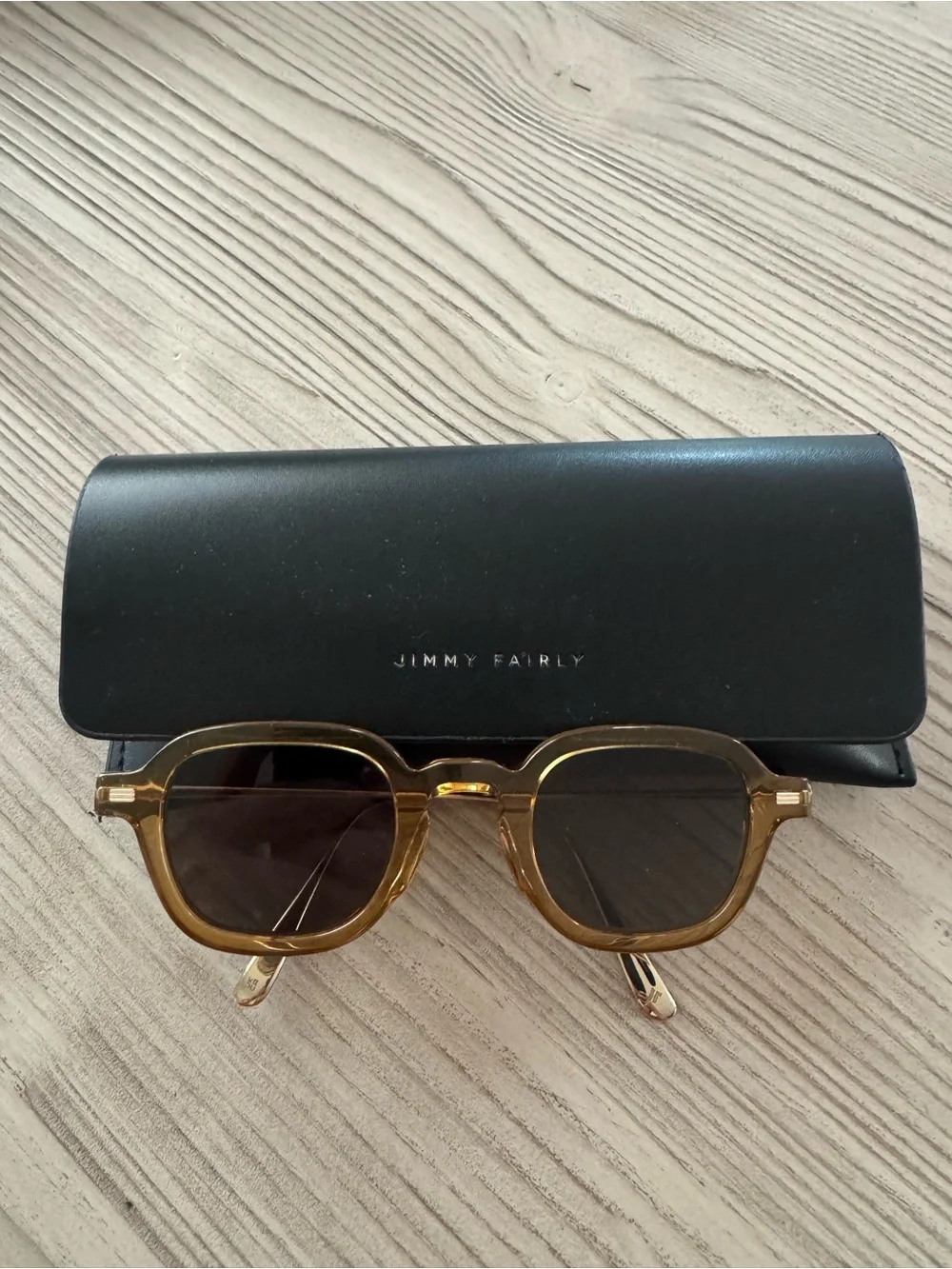 Jimmy Fairly Women's Amber Brown Square Sunglasses - Picture 1 of 4